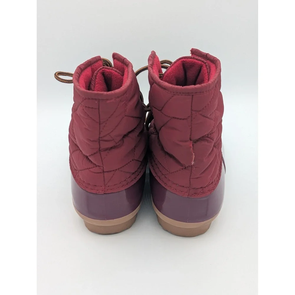 Yoki Quilted Duck Boots Size 8 Burgundy Winter Rainy Day Waterproof Ankle Boots